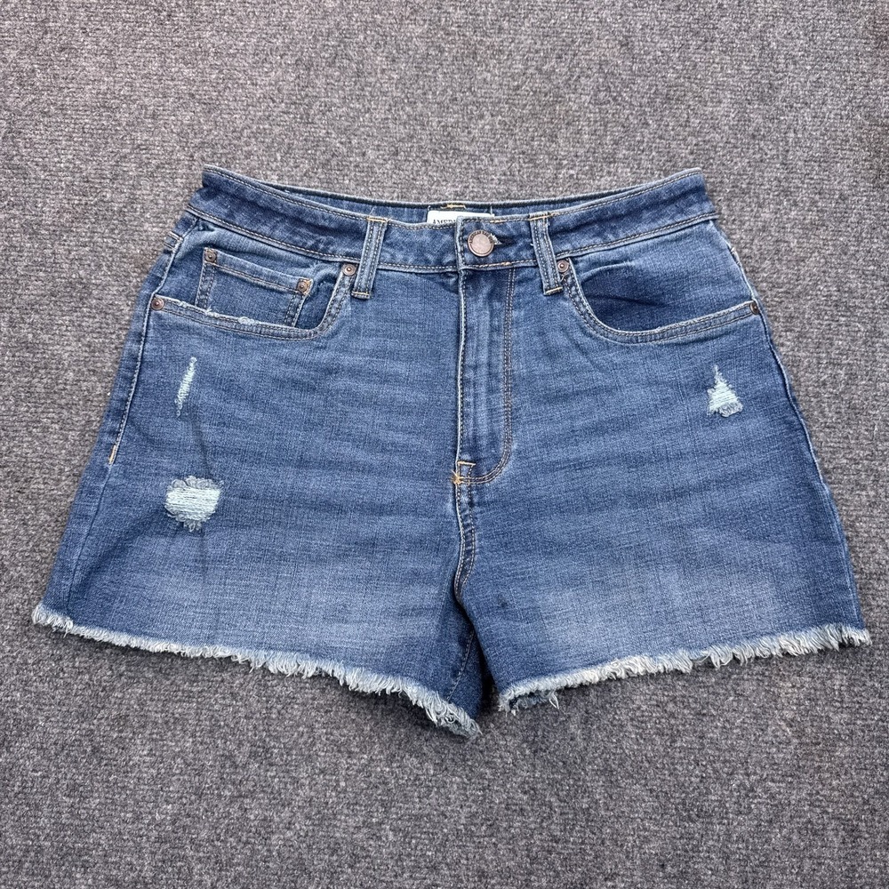 American Rag Jean Shorts‎ Womens Size 27/7 Blue Stretch Distressed Denim
